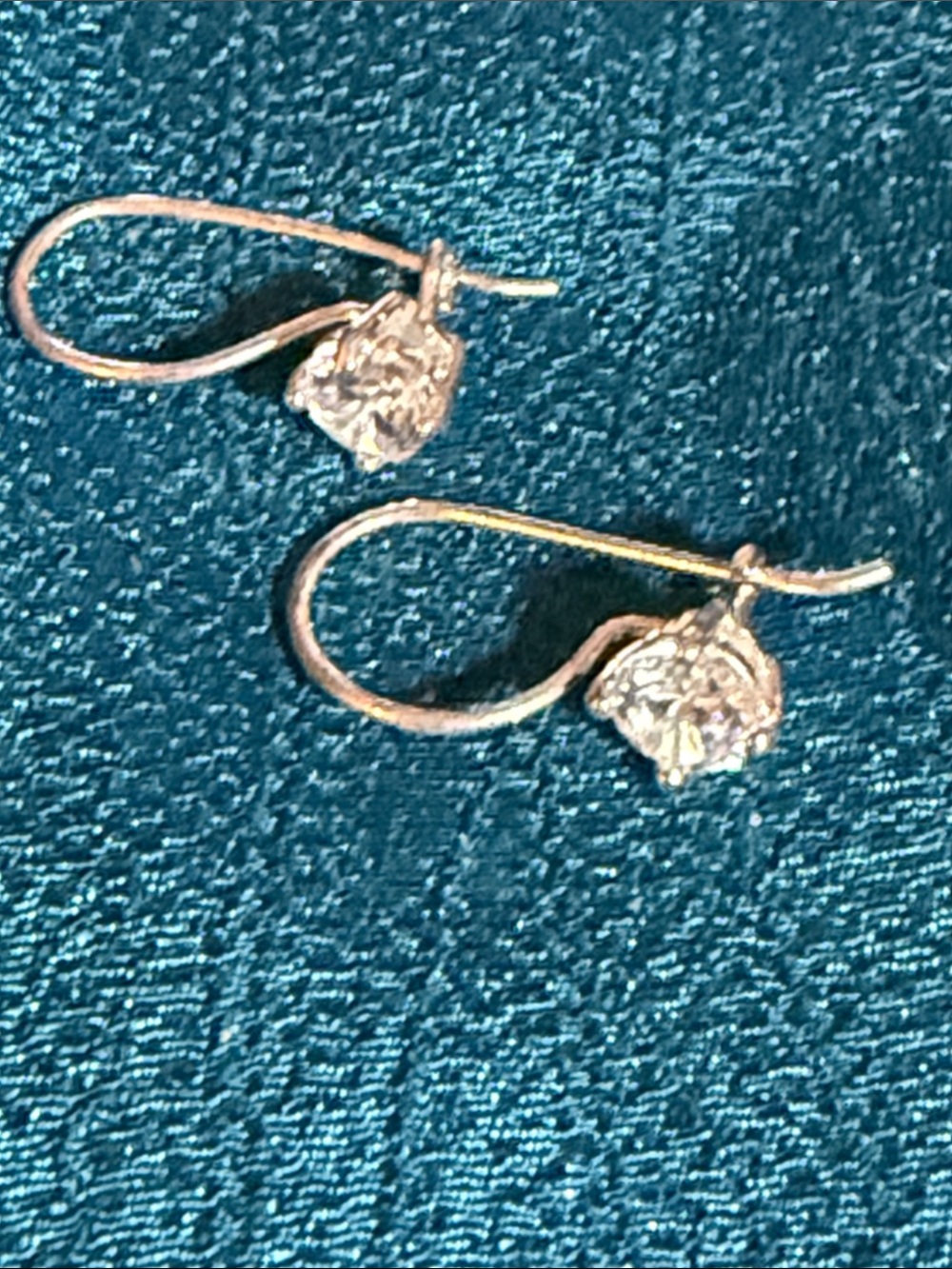 Dainty Silver Cubic Zirconia Drop Earrings - White/Silver